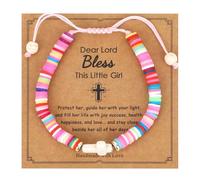 Mikovivi 4 Pulseras con Cruz para Niñas, Querido Señor Bendice a Esta Niña Pulsera Colorida Joyería Cristiana de Jesús para Adolescentes Hijas Hermanas y Sobrinas Navidad Regalos Católicos