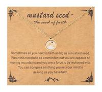 Mikovivi 5 Uds Collares Semillas Mostaza, Acero Inoxidable Collar de fe Cristiana con Tarjeta de Inspiración Colgante Montaña Regalos Confirmación Joyería Cristiana para Mujer