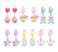 Mikovivi 6 Pares Pendientes de Clip para Niños, No Perforados Pendientes Clip Colgantes Corona Oso Flor Corazón Clips Las Orejas Colgantes Clips Regalos Joyería para Niñas Niños Accesorios Vestir