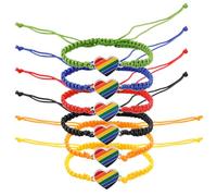 Mikovivi 6uds Pulsera del Orgullo Gay, Ajustable Trenzada Hecha a Mano Pulseras de Amistad LGBT Joyería del Orgullo Gay Regalo para Gay Bisexual y Lesbiana