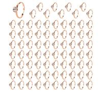Mikovivi 80 Uds Anillos de Diamantes para Despedida Soltera, Ajustables Anillos de Compromiso Falsos para Decoración Mesas Boda Juegos Despedida Soltera Adornos Cupcakes (Oro Rosa)