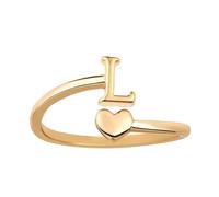 Mikovivi Anillos Apilables Inicial Corazón, Ajustables el Meñique con Letras Mayúsculas, Dorados Que no se Deslustran - Regalo Joyería para Mujeres y Adolescentes