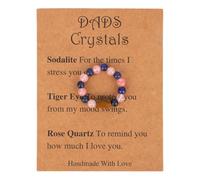 Mikovivi Anillos de Cristal, Anillo de Protección Espiritual con Tarjeta Piedra Natural Joyería Dedo con Envoltura Elástica Regalo Moda la Suerte para Cumpleaños Oficina y Hogar (Azul-Rosa)