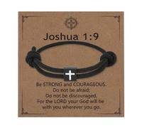 Mikovivi Canastas de Pascua, Pulsera Inspiradora con la Cruz de Josué 1:9 Pulsera Ajustable con la Cruz Regalos para Adolescentes de 8, 12, 13, 14, 15, 16 y 18 Años