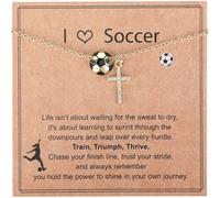Mikovivi Collana con Croce da Calcio, 43,18+5,08 cm Collana Tema Sportivo da Calcio Placcata in Oro con Pendente a Croce Gioiello Religioso Cristiano Regalo per Donna