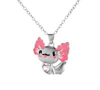 Mikovivi Collar Ajolote, Collar con Colgante de Cristal Lindo Collar con Colgante de Axolotl para Mujer Collar de Axolotl de Cristal Rosa para Mujer Joyería de Moda Regalos