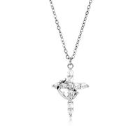 Mikovivi Collar con Corona Cruz para Mujer, Collar con Corona en Forma de Cruz Giratoria y Pavé Delicado Collar con Colgante de Cruz de Diamantes para Mujer Regalos de Joyería de Moda (Plata)