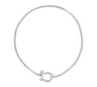Mikovivi Collar con Grillete de Ancla de Tornillo Pesado, Acero Inoxidable 46cm Largo para Hombre y Mujer Regalo Joyería (Plata)