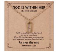 Mikovivi Collar con Semillas de Mostaza, Colgante Cristiano de Acero Inoxidable Dorado con Tarjeta Collar de Fe Joyería Cristiana Religiosa Inspiradora Regalo de Semillas de Mostaza para Mujeres