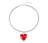 Mikovivi Collar de Corazón Rojo Grande, Ajustable Collares de Corazón Grueso para Mujeres Cadena de Corazón Grueso y Abultado Collar Llamativo de Corazón Joyas Regalos de Moda para Mujeres