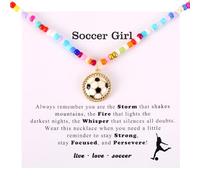 Mikovivi Collar de Cuentas de Fútbol para Mujer, 44,32 cm + 5,08 cm Ajustable Collar Colorido con Temática Deportiva Colgante Equipo Fútbol Regalo para Jugadoras y Aficionadas