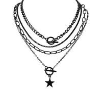 Mikovivi Collar de Estrella Multicapa, Apilable Estilo Y2K con Colgante Estrella Estilo Grunge Joyería Punk Gótica para Mujer Accesorios de Moda Alternativos
