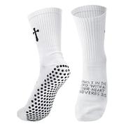 Mikovivi Cross Calcetines Grip, Unisex, Antideslizantes Fe Cristiano Calcetines Deportivos para Fútbol Baloncesto Tenis Entrenamientos de Gimnasio