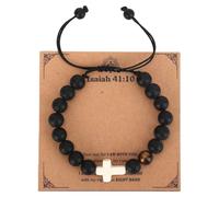 Mikovivi Cuentas Pulsera Cruz para Hombres y Mujeres, Religiosa Pulsera Cristiana Versículo Bíblico Idea de regalo de Joyería para Bautismo Comedor Cumpleaños Aniversario