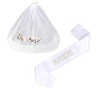 Mikovivi Faja y Velo de Novia, Velo Blanco de Despedida Soltera Faja Novia Accesorios Despedida Soltera Decoración Boda para Recuerdo Fiesta Compromiso