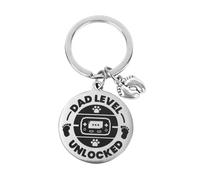 Mikovivi Llavero de Papá Desbloqueado, Regalo para Papá Primerizo Llavero de Futuro Parte su Esposa Anuncio Embarazo con Control Juego y Diseño Huella Bebé