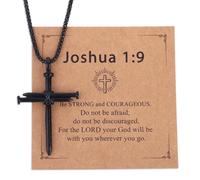 Mikovivi Negro Clavo Cruz Collar para Hombres, Tres Clavos Cruz Colgante Cadena Bautizo Cristiano Regalo Inspiracional Fe Joyería