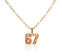 Mikovivi Número 67 Collar para Hombres, Oro Acero Inoxidable Camiseta Número Colgante Cadena Joyería Deportiva para Atletas Equipo de Béisbol Aficionados