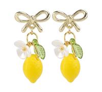 Mikovivi Pendientes Lazo de Limón para Mujer, Bonitos Pendientes Limon con Caja Regalo Elegantes Regalo de Joyería Frutas para Fiestas Cumpleaños y Cosplay