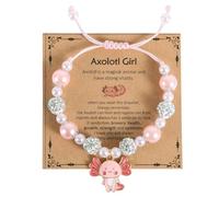 Mikovivi Pulsera Ajustable de Ajolote, Pulsera con Dije Cuentas Ajolote con Una Hermosa Tarjeta Regalos Regreso a Clases Lindas Joyas de Grado Artículos Elásticos Kawaii