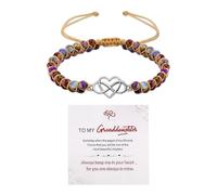Mikovivi Pulsera Corazón Amor Infinito para Nieta, Doble Capa Pulsera Tejida con Cuentas Marrones de Abuela Regalo de Joyería Ajustable con Piedra Natural