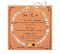 Mikovivi Pulsera Cristal Buena Suerte, Pulsera Cuentas Ajustable para Mujer Ideal Como Regalo Joyería para Compañeros Trabajo Cumpleaños Graduación Inicios Carrera y Jubilación