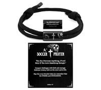 Mikovivi Pulsera de Cruz Fútbol para Hombre, Ajustable Trenzada Pulsera de Fe Joyería Deportiva Inspiradora para Jugador Aficionado Amigo Regalo Cumpleaños o Navidad