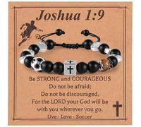 Mikovivi Pulsera de Fútbol para Hombre, Ajustable con Cuentas Cruzadas Tarjeta para Hijo Nieto Hermano Sobrino Accesorio Deportivo Jugador Regalo Fan del Equipo