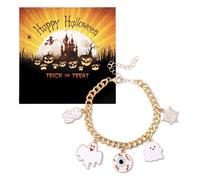 Mikovivi Pulsera de Halloween, pulsera con colgante de fantasma de calabaza de Halloween, cadena ajustable, accesorios de joyería para mujer, Medium, Metal, No es una piedra preciosa