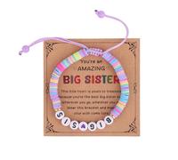 Mikovivi Pulsera de Hermana Mayor para Niñas, Pulseras de Arcilla Polimérica Multicolor Niñas Pequeñas Joyería Ajustable para Hermanas Hijas Sobrinas