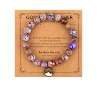 Mikovivi Pulsera de Semillas de Mostaza Move Mountains, Plata/Oro Joyería Religiosa para Mujeres con Tarjeta Inspiradora y Caja de Regalo para Confirmación Católica Cristiana Pascua Navidad Regalo