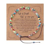 Mikovivi Pulsera Inspiradora para Mujer, Life is Tough But So are You Pulsera de Aliento con Piedras Naturales Joyas Inspiradoras para Mujeres Regalo Espiritual Hermanas y Amigas