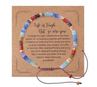 Mikovivi Pulsera Inspiradora para Mujer, Life is Tough But So are You Pulsera de Piedra Natural para Mujeres Niñas Hermanas Mejores Amigas Regalo Espiritual