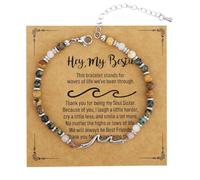 Mikovivi Pulsera Ola para Mujeres, Pulseras de Amistad La Ola de la Vida Pulsera con Cuentas Joyería Motivacional Regalo Recuperación Ánimo Inspirador(Bestie)