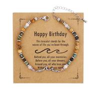 Mikovivi Pulsera Ola para Mujeres, Pulseras de Amistad La Ola de la Vida Pulsera con Cuentas Joyería Motivacional Regalo Recuperación Ánimo Inspirador(Happy Birthday)