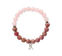Mikovivi Pulseras Contra El Cáncer de Mama, Dije Lazo Pulseras Cuentas Piedra Natural Cristal Cuidado Personal Bracelet Inspiradoras Regalos Ánimo Accesorios para Aliviar Estrés Ansiedad Mujeres