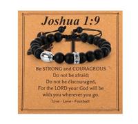 Mikovivi Pulseras de Futbol, Ajustables Cruz Pulsera Rugby con Cuentas con Tarjeta para Hijos Nietos Jugadores y Aficionados del Equipo (Negro Mate)