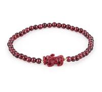 Mikovivi Pulseras Riqueza, Pulsera Pixiu Feng Shui la Suerte con Animales Míticos Chinos Cuentas de Granate Natural Amulet Joyería Elástica de Regalo para Mujeres y Hombres (Rojo)
