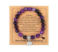Mikovivi Regalos para la Recuperación para Mujeres, Pulseras de Amatista con Colgante Elefante Pulsera Cuentas Cristal Regalos Inspiradores