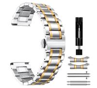 MiKoyi 22 mm Correa Compatible con Huawei Watch GT 5 Pro 46 mm/Watch GT 5 46 mm/Watch GT4 46 mm, Correa Acero Inoxidable Metal Pulsera de Repuesto Band para Huawei Watch Buds, Plata Oro