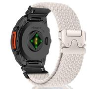 MiKoyi 22 mm QuickFit Correa para Garmin Quatix 8 47 mm/Tactix 8 47 mm/Fenix E/Fenix 8/Fenix 7 Pro/7/6 Pro/6, Nylon Deportivo Trenzado Correas de Repuesto para Garmin Forerunner 970, Blanco Roto