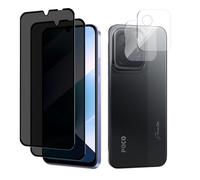 MiKoyi Anti-Espía Protector de Pantalla Privacidad para Xiaomi Poco C85 4G, [2+2 Piezas] Protector de Lente de Cámara y Dureza 9H Anti-Spy Vidrio Templado para Xiaomi Poco C85 4G