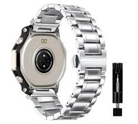 MiKoyi Correa Compatible con Amazfit T-Rex Ultra 2 51 mm, Correa Acero Inoxidable Metal Liberación Rápida Pulsera de Repuesto Band para Amazfit T-Rex Ultra 2 51 mm, Plata
