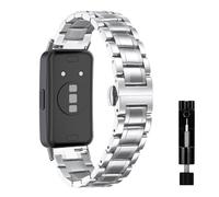 MiKoyi Correa Compatible con Huawei Band 10/9 / 8, Correa Acero Inoxidable Metal Liberación Rápida Pulsera de Repuesto Band para Huawei Band 10/9 / 8, Plata