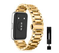 MiKoyi Correa Compatible con Huawei Band 11 / Band 11 Pro, Correa Acero Inoxidable Metal Liberación Rápida Pulsera de Repuesto Band para Huawei Band 11 Pro/Band 11, Oro