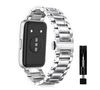 MiKoyi Correa Compatible con Huawei Band 11 / Band 11 Pro, Correa Acero Inoxidable Metal Liberación Rápida Pulsera de Repuesto Band para Huawei Band 11 Pro/Band 11, Plata