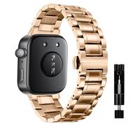 MiKoyi Correa Compatible con Huawei Watch Fit 4 / Fit 4 Pro/Fit 3, Correa Acero Inoxidable Metal Liberación Rápida Pulsera de Repuesto Band para Huawei Watch Fit 3, Oro Rosa