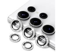 MiKoyi Protector de lente de cámara para Samsung Galaxy S25 Ultra, cubierta de cámara con purpurina con anillo individual de metal de vidrio templado 9H, protector de lente para Samsung Galaxy S25