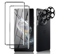 MiKoyi Protector de pantalla para OnePlus 12, paquete de 2 protectores de pantalla de vidrio templado + 2 protectores de lente de cámara, dureza 9H, cobertura completa, desbloqueo de huellas