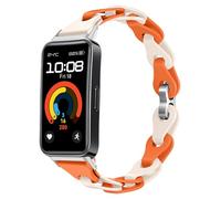 MiKoyi Silicona Correa Compatible con Huawei Band 10/Band 9/Band 8, Suave Transpirable Hebilla Ajustable Silicona Deportivo Correa de Repuesto para Huawei Band 10/Band 9/Band 8, Lechoso y Naranja